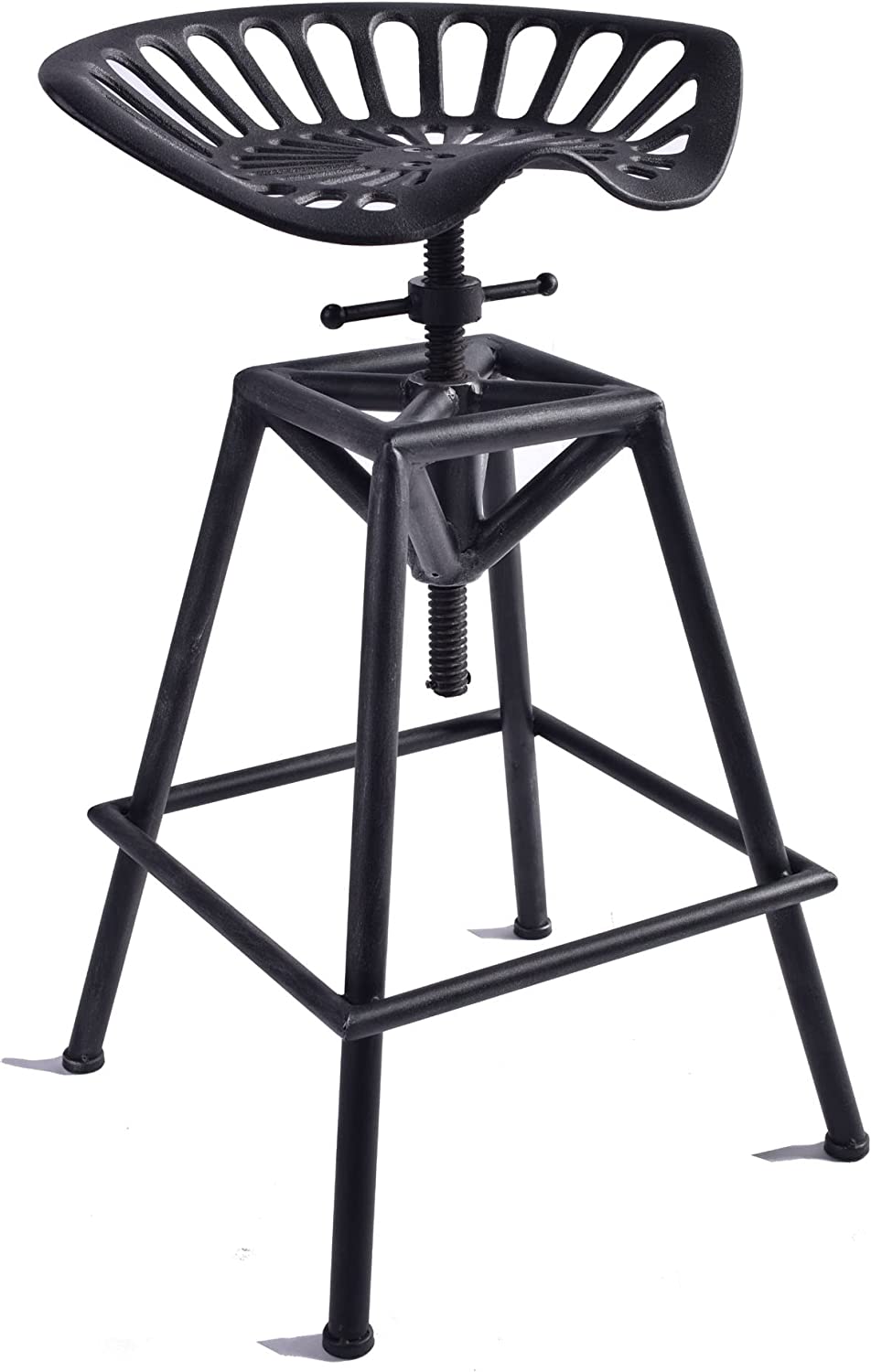 Industrial Bar Stool Cast Iron Tractor Seat Stool Adjustable Swivel Me TOPOWERLIVING