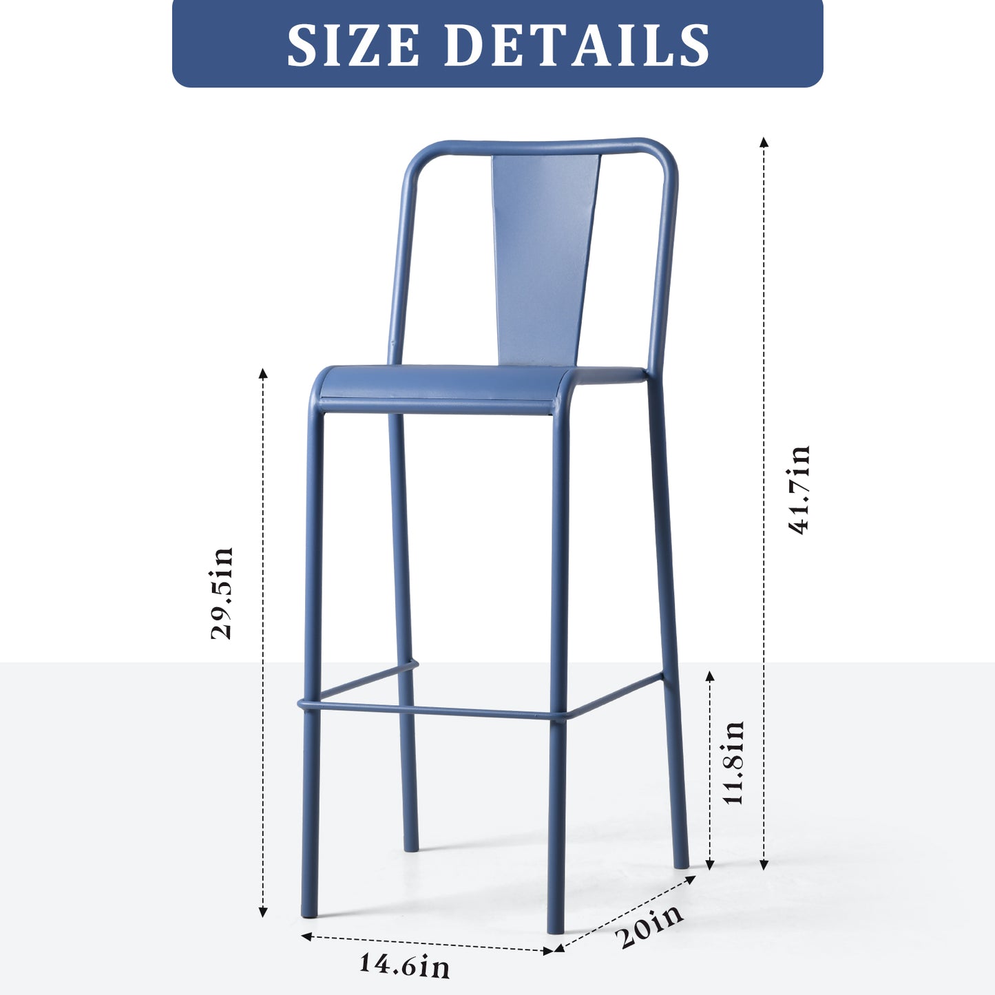 Set of 2 Modern Bar Stools with Backrest Industrial Patio Chairs with Back Metal Design High Pub Stool for Kitchen Dining Room 29.5inch Height