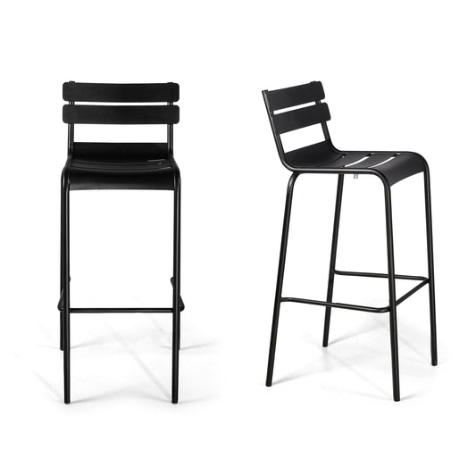 SET OF 2 ,Metal Bar Stools with Backrest Extra Tall Patio Chairs Modern Cafe Chair for Outdoor Indoor Kitchen Dining Stool 31.4inch Seat Height