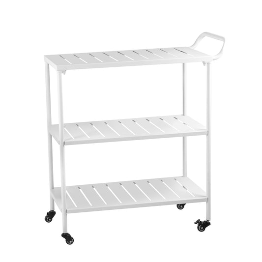 Modern Kitchen Bar Cart on Wheels Metal Rolling Serving Carts with 3 Tier for Storage Mobile Kitchen Island with Lockable Casters and Side Handle for Outdoor& Indoor