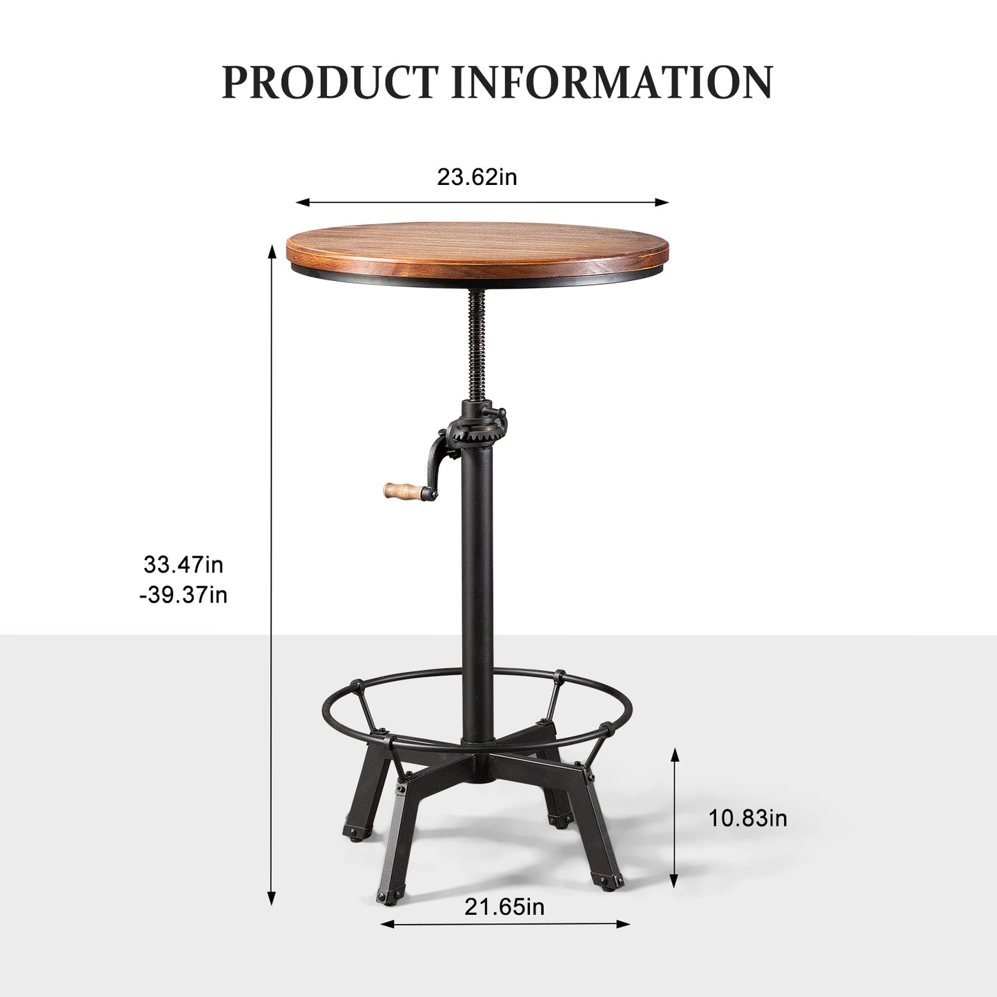 3 Piece Industrial Adjustable Bar Table Set, Kitchen Counter Height Dining Table with 2 Stools,Bar Table and Chairs Set,Bar Height Bistro Table and Swivel Pub Stools Pub Table Set