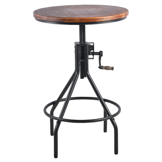 Industrial Bar Table 29.53-35.43inch Height Adjustable Swivel Wooden Top Vintage Breakfast Dining Table Farmhouse Cocktail Bistro Pub Table