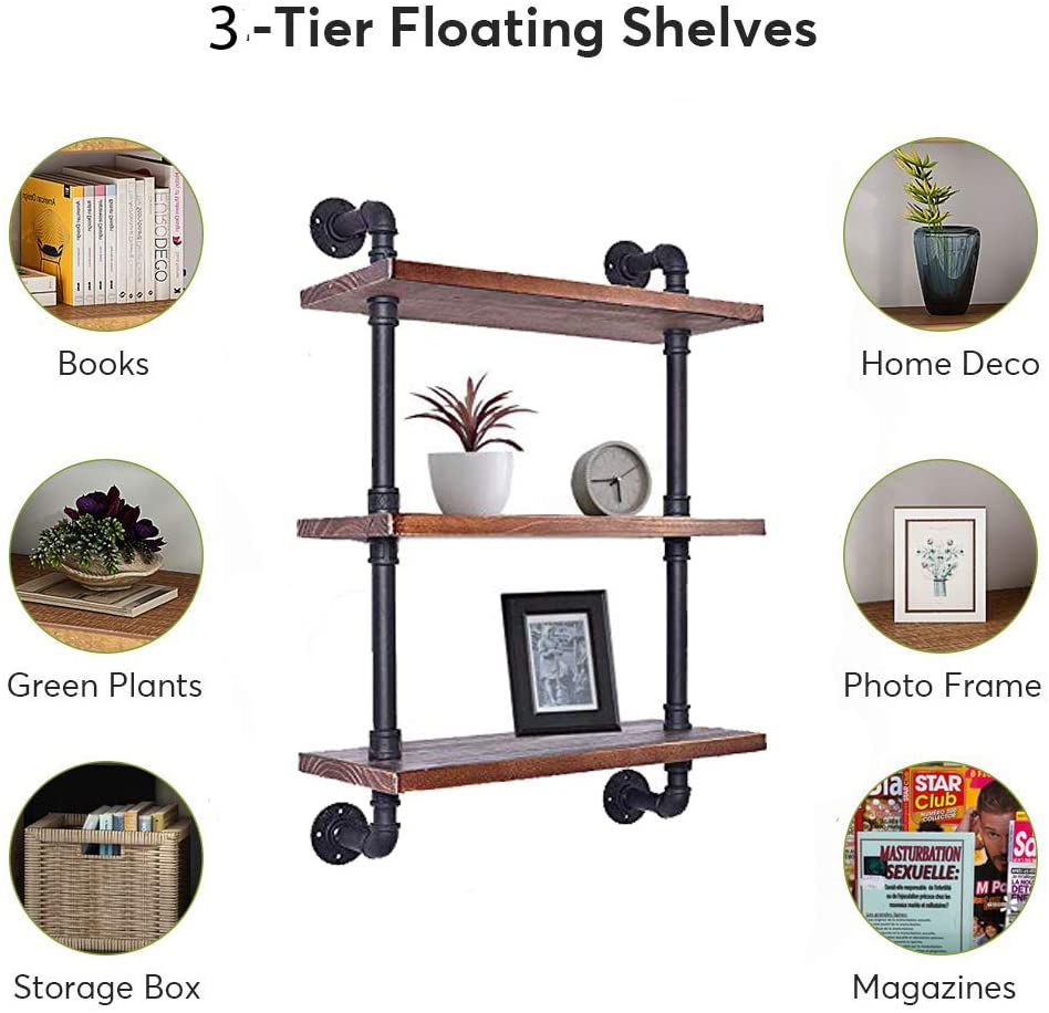 Industrial 3 tier online floating shelf