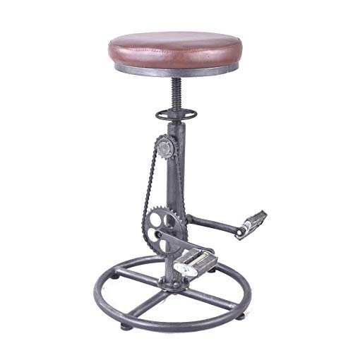 Vintage DIY Bar Stool Bicycle Chain Iron Pedal Retro Industrial Height Adjustable Bicycle Wheel Design bar Chair