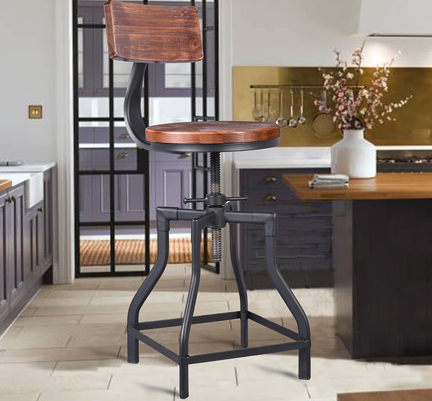 Industrial bar deals stools with backs