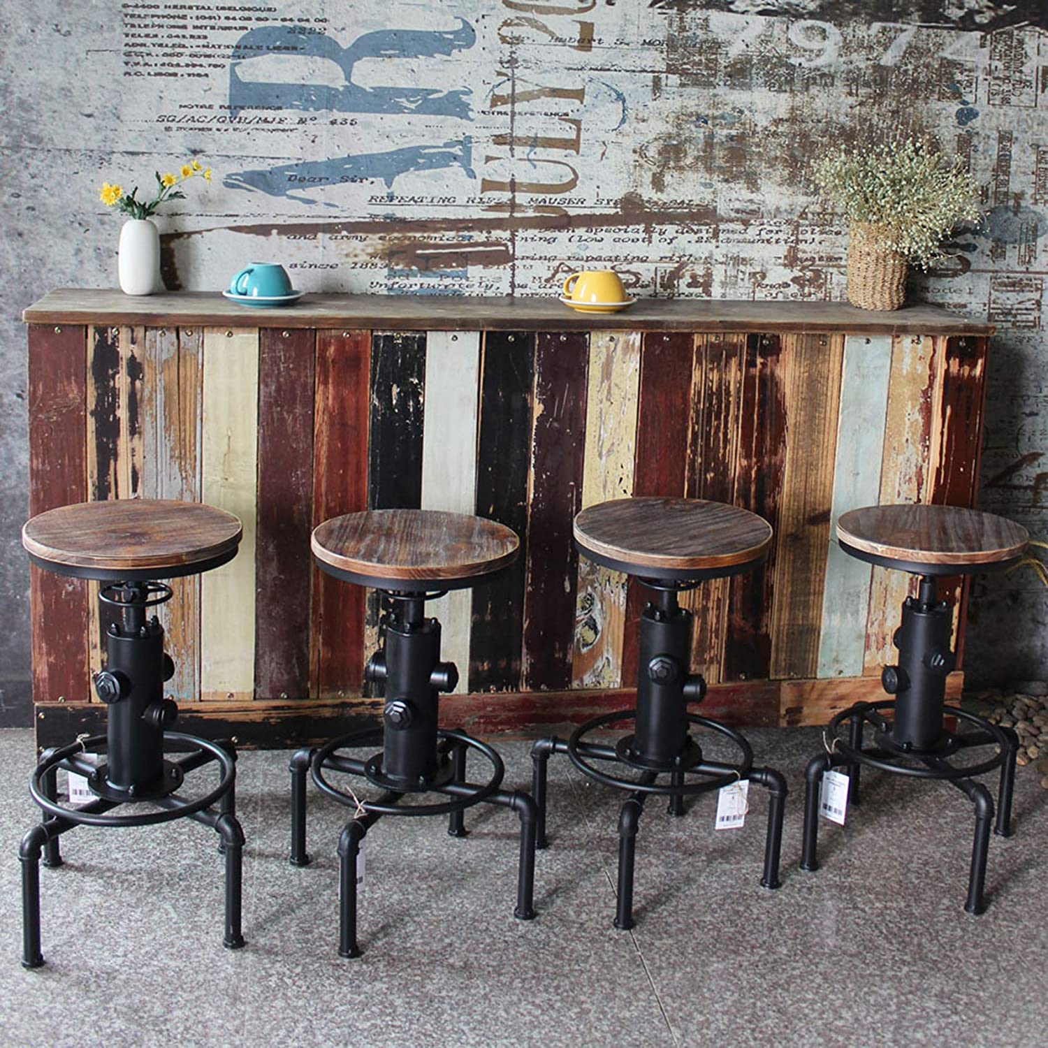 Vintage Industrial Bar Stools Kitchen Counter Bar Stool Height