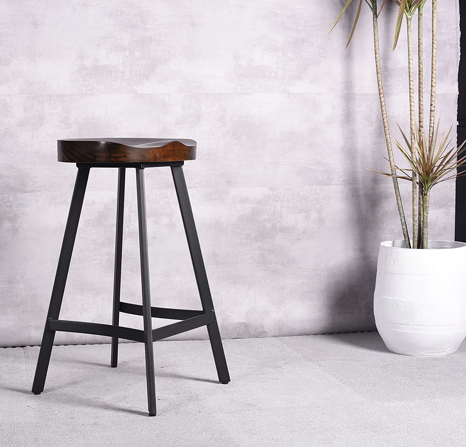 Industrial Bar store Stool Saddle Seat-26.77 inch Counter Height