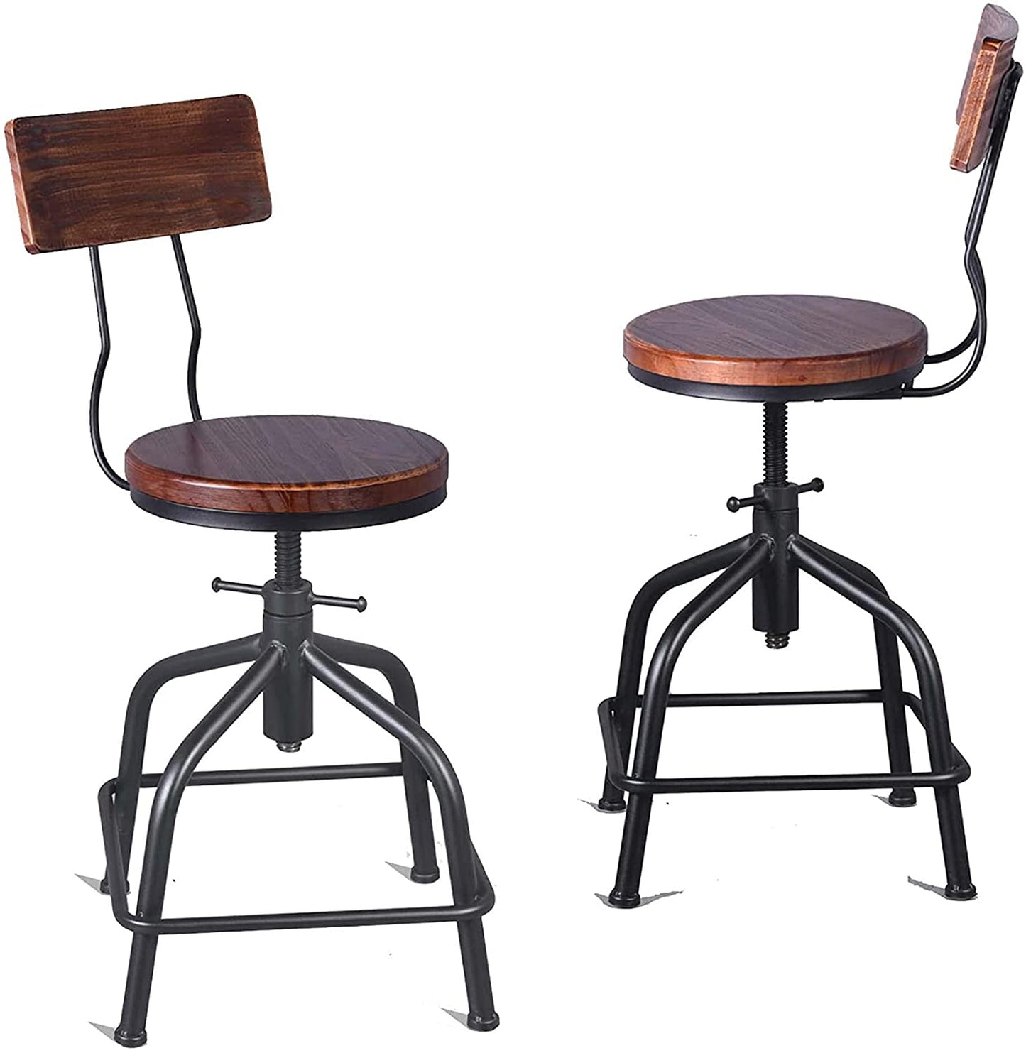 American Antique Industrial Design Black Metal Bar Stool Adjustable Swivel Counter Stools Indoor House Design Set of 2