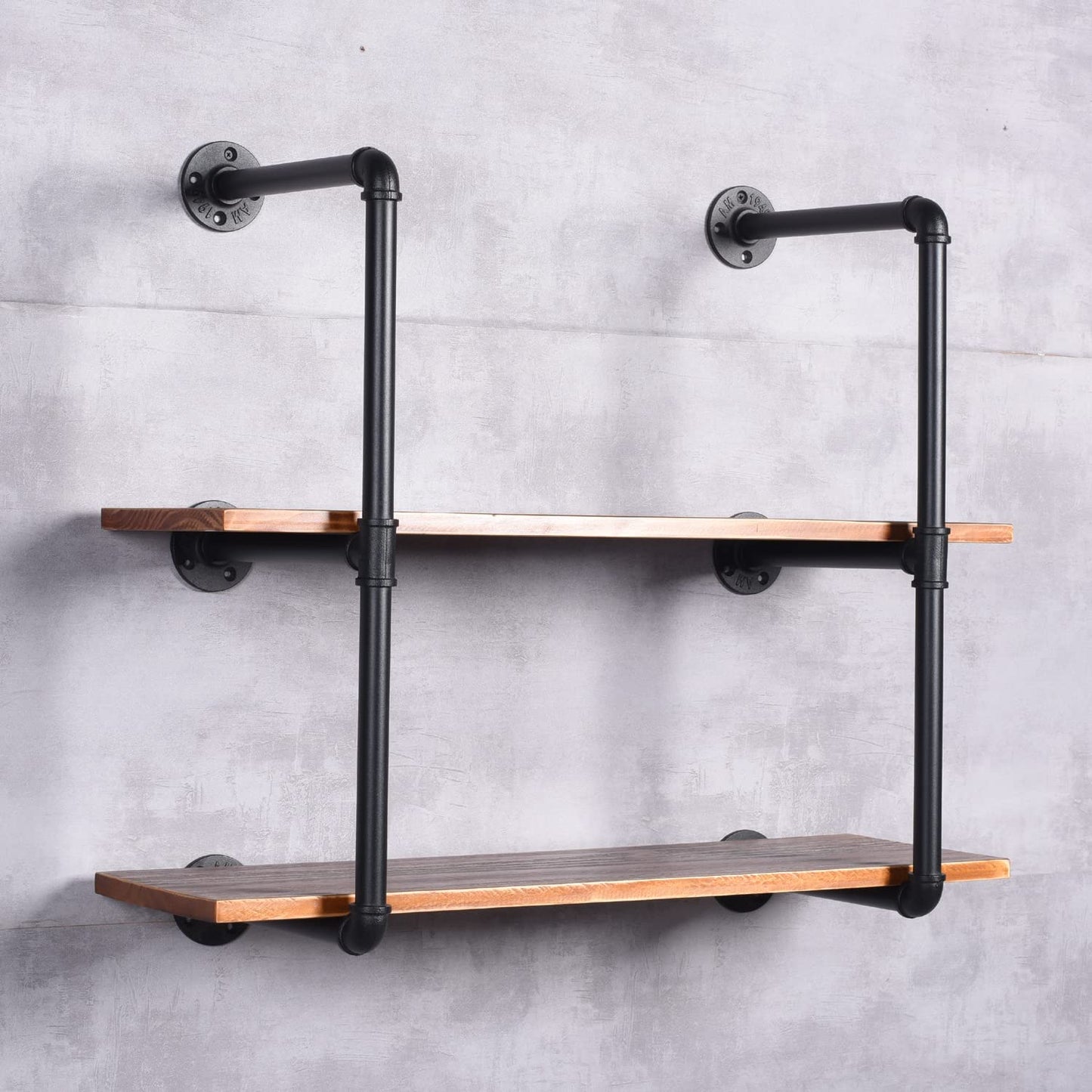 DIY Industrial Black Pipe Bookshelf Wall Ceiling Mounted Open Bookshelf Parts Bracket Kit DIY Project