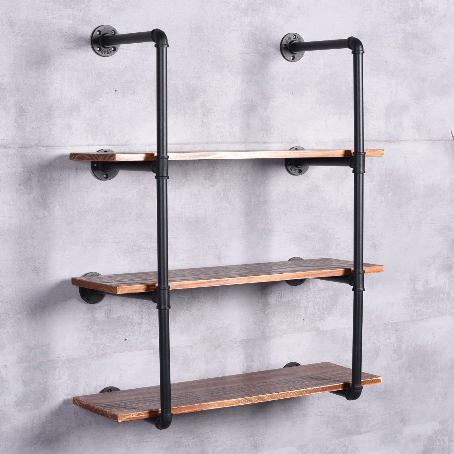 DIY Industrial Black Pipe Bookshelf Wall Ceiling Mounted Open Bookshelf Parts Bracket Kit DIY Project