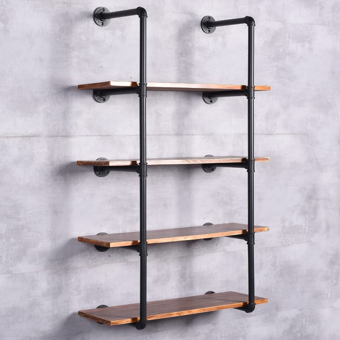 DIY Industrial Black Pipe Bookshelf Wall Ceiling Mounted Open Bookshelf Parts Bracket Kit DIY Project