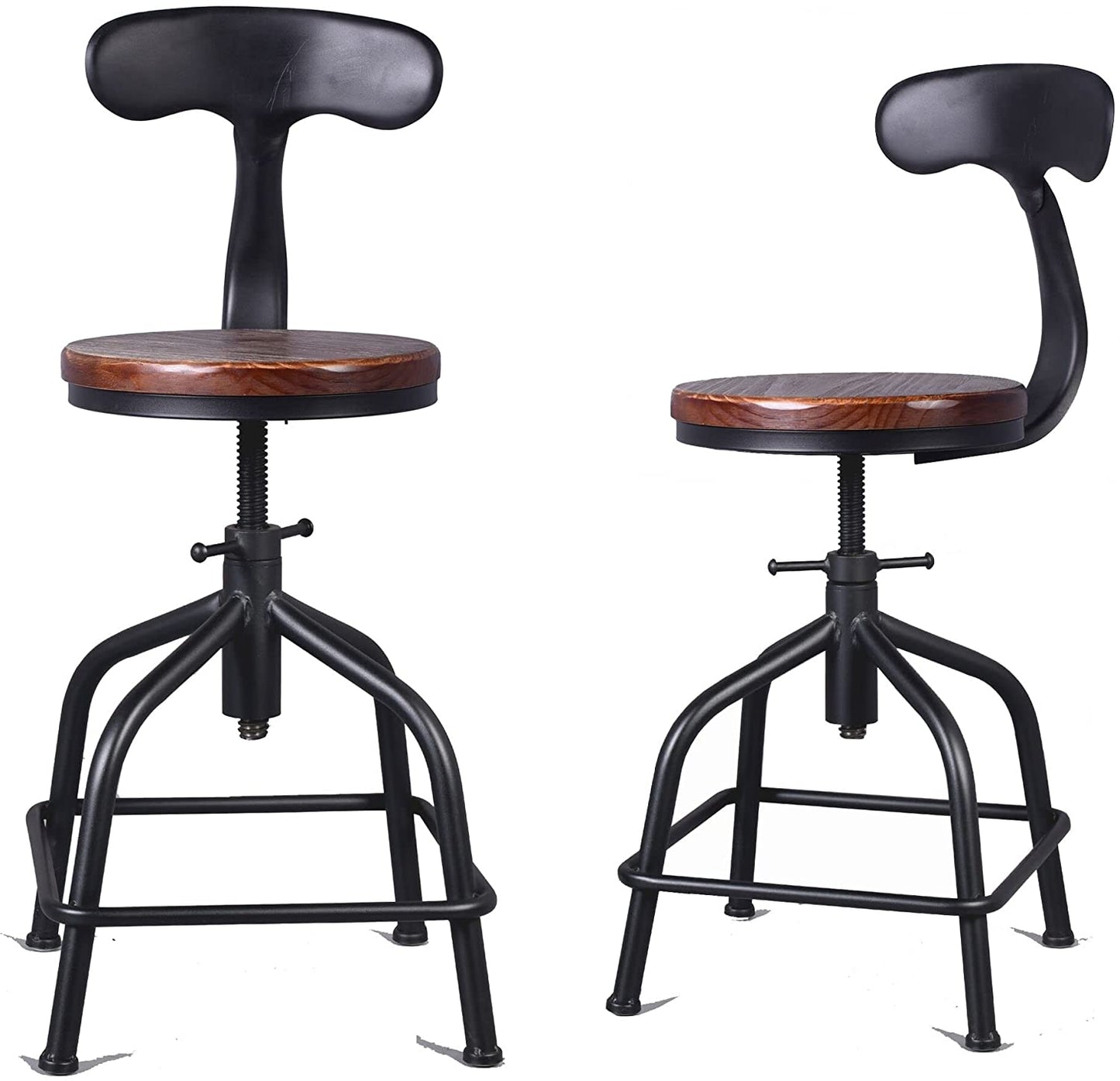 American Antique Industrial Design Black Metal Bar Stool Adjustable Swivel Counter Stools Indoor House Design Set of 2