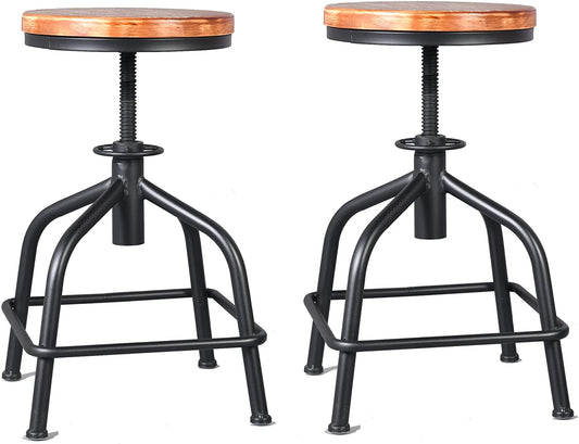 Farmhouse Kitchen Stool, Industrial Counter Stool,French County Kitchen Deco Round Seat Standard Height Adjustable Swivel Bar Stools Indoor House Design